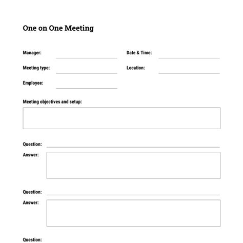 One-on-One Meeting Form for Leaders